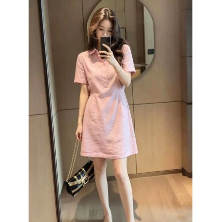 BY22136# 大码女装Polo领短袖休闲连衣裙新款流行爆款巨好看中长款裙子 服裝批發女裝批發服飾貨源