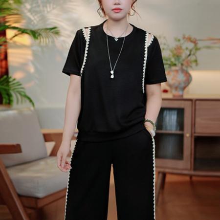 BY22179# 夏季大码女装套装时尚休闲胖妹妹日常宽松显瘦减龄百搭 服裝批發女裝批發服飾貨源