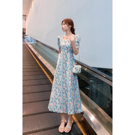 BY22276# 蓝色碎花连衣...