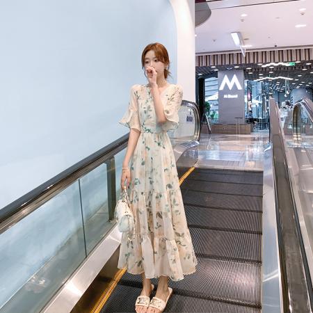 BY22277# 碎花连衣裙夏...