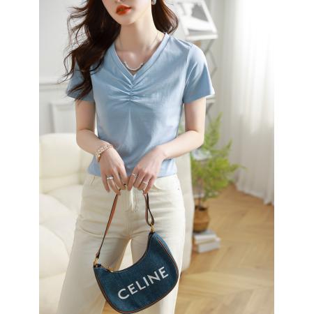 BY22287# 夏季硬核实力单品13色/新疆长绒棉含桑蚕丝T恤 服裝批發女裝批發服飾貨源