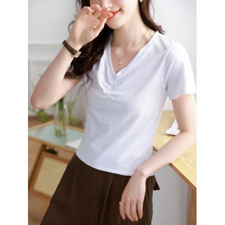 BY22287# 夏季硬核实力单品13色/新疆长绒棉含桑蚕丝T恤 服裝批發女裝批發服飾貨源