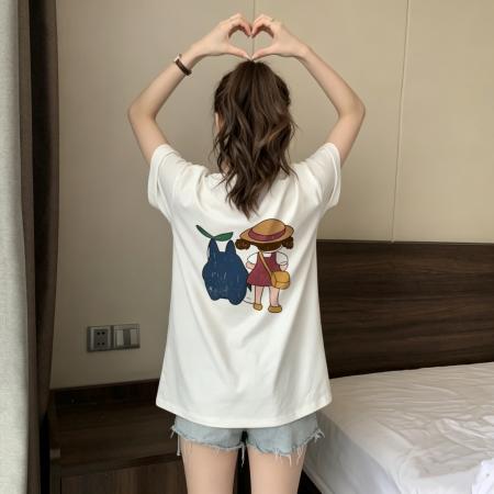 BY22404# 纯棉T大码短袖韩国东大门春夏卡通女孩印花宽松T恤打底衫女 服裝批發女裝批發服飾貨源