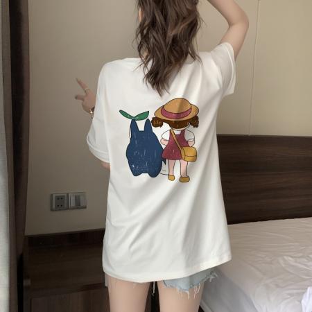 BY22404# 纯棉T大码短袖韩国东大门春夏卡通女孩印花宽松T恤打底衫女 服裝批發女裝批發服飾貨源