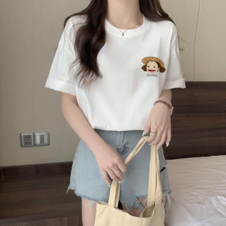BY22404# 纯棉T大码短袖韩国东大门春夏卡通女孩印花宽松T恤打底衫女 服裝批發女裝批發服飾貨源