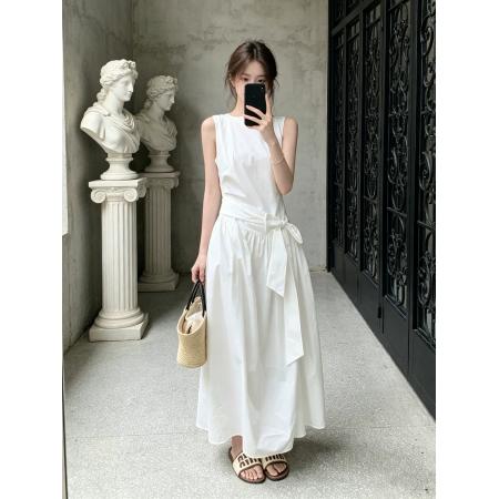 BY22410# 小众设计藏青色无袖连衣裙女夏新款收腰显瘦爆款背心长裙爆款 服裝批發女裝批發服飾貨源