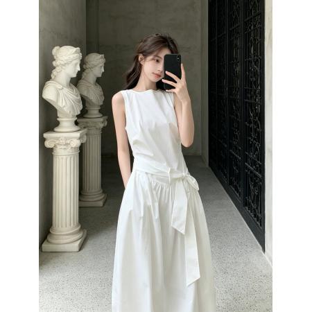 BY22410# 小众设计藏青色无袖连衣裙女夏新款收腰显瘦爆款背心长裙爆款 服裝批發女裝批發服飾貨源