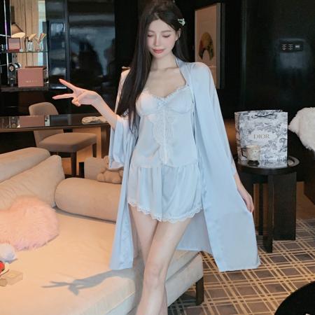 BY22480# 夏季家居服法式性感冰雪丝吊带短裤私房情调纯欲小心机睡衣带胸垫 服裝批發女裝批發服飾貨源