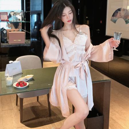 BY22481# 夏季家居服法式性感冰雪丝吊带短裤私房情调纯欲小心机睡衣带胸垫 服裝批發女裝批發服飾貨源
