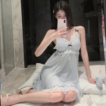 BY22497# 夏季吊带睡裙冰丝缎面高级感冰雪丝吊带睡衣裙子带胸垫 服裝批發女裝批發服飾貨源