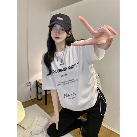BY22608# 新款爵士舞蹈服装女夏季美式短袖T恤宽松hiphop跳舞甜辣上衣 服裝批發女裝批發服飾貨源