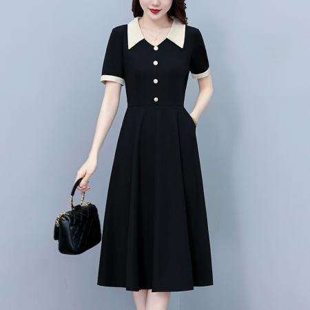 BY22700# 大码女装连衣裙夏季新款气质韩版显瘦时尚收腰裙子  服裝批發女裝批發服飾貨源