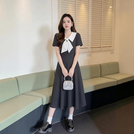 BY22721# 法式黑色气质连衣裙高级感女夏季新款礼服裙子显瘦小黑裙  服裝批發女裝批發服飾貨源