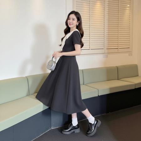 BY22721# 法式黑色气质连衣裙高级感女夏季新款礼服裙子显瘦小黑裙  服裝批發女裝批發服飾貨源