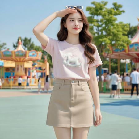 BY22780# 套装女夏季搭配一整套小个子两件套短袖T恤+半身裙  服裝批發女裝批發服飾貨源