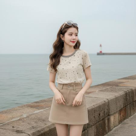 BY22781# 套装女夏季搭配一整套小个子两件套短袖T恤上衣+半身裙  服裝批發女裝批發服飾貨源