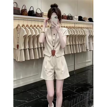 BY22794# 超火夏装一整套女独特漂亮洋气穿搭短袖两件套修身显瘦小个子  服裝批發女裝批發服飾貨源