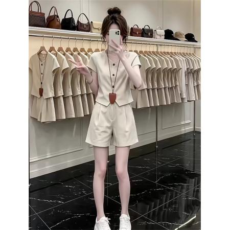 BY22794# 超火夏装一整套女独特漂亮洋气穿搭短袖两件套修身显瘦小个子  服裝批發女裝批發服飾貨源