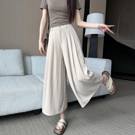 BY22799# 小个子西装裤女夏季薄款高腰垂感阔腿裤宽松显瘦休闲裤裙  服裝批發女裝批發服飾貨源