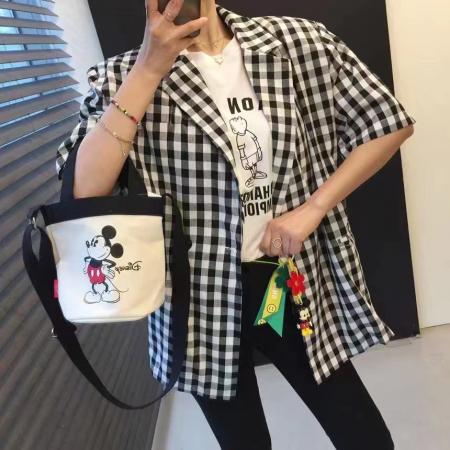 BY22828# 韩国宽松大码贴标薄款短袖中长款格子西装外套女  服裝批發女裝批發服飾貨源