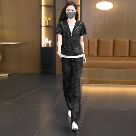 BY22855# 大码潮牌休闲运动服套装女夏季新款短袖时尚两件套女  服裝批發女裝批發服飾貨源