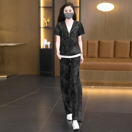 BY22855# 大码潮牌休闲运动服套装女夏季新款短袖时尚两件套女  服裝批發女裝批發服飾貨源