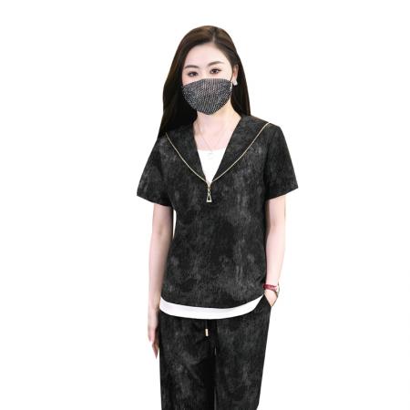 BY22855# 大码潮牌休闲运动服套装女夏季新款短袖时尚两件套女  服裝批發女裝批發服飾貨源