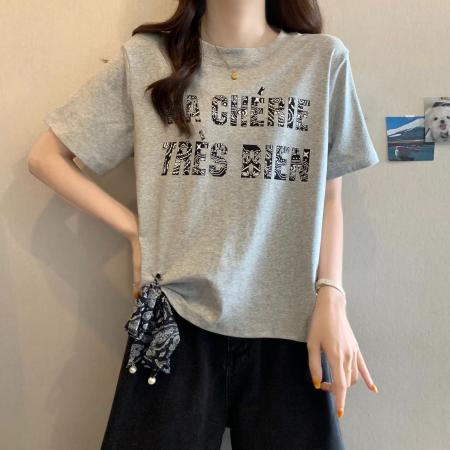 BY22868# 棉夏季新款美式正肩遮肉显瘦上衣  服裝批發女裝批發服飾貨源