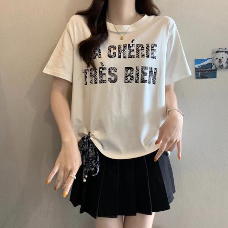 BY22868# 棉夏季新款美式正肩遮肉显瘦上衣  服裝批發女裝批發服飾貨源
