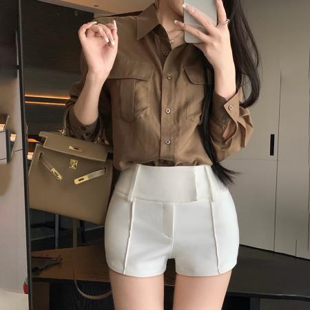 BY22893# 短裤女小个子辣妹白裤子紧身低腰白色超短裤丰胯黑色夏季热裤  服裝批發女裝批發服飾貨源
