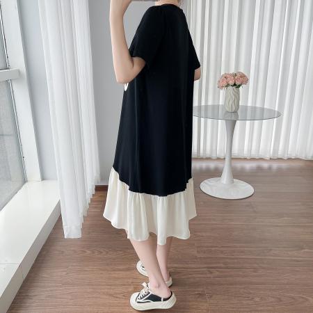 夏季胖MM新款宽松印花减龄字母短袖大码连衣裙 服裝批發女裝批發服飾貨源