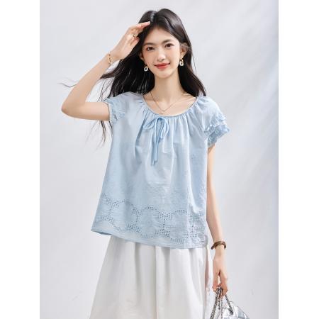 BY23010# 夏季新款韩版百搭宽松短袖衬衫女上衣夏 服裝批發女裝批發服飾貨源