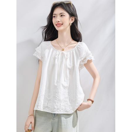 BY23010# 夏季新款韩版百搭宽松短袖衬衫女上衣夏 服裝批發女裝批發服飾貨源