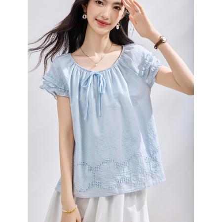 BY23010# 夏季新款韩版百搭宽松短袖衬衫女上衣夏 服裝批發女裝批發服飾貨源