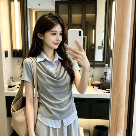 BY23039# 夏季新款韩系慵懒风竖条纹假两件衬衫短袖显瘦上衣 服裝批發女裝批發服飾貨源