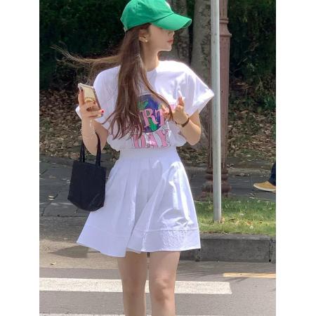 BY23058# 纯棉-后包领夏装韩系短袖T恤女韩版宽松大码印花 服裝批發女裝批發服飾貨源