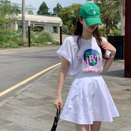 BY23058# 纯棉-后包领夏装韩系短袖T恤女韩版宽松大码印花 服裝批發女裝批發服飾貨源