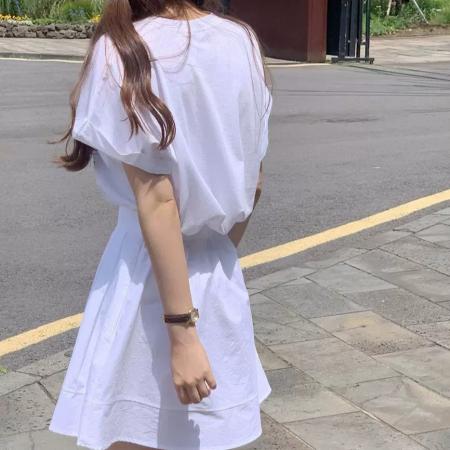 BY23058# 纯棉-后包领夏装韩系短袖T恤女韩版宽松大码印花 服裝批發女裝批發服飾貨源