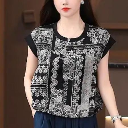 BY23122# 夏装新款印花短袖t恤宽松遮肚上衣女年轻休闲小衫 服裝批發女裝批發服飾貨源