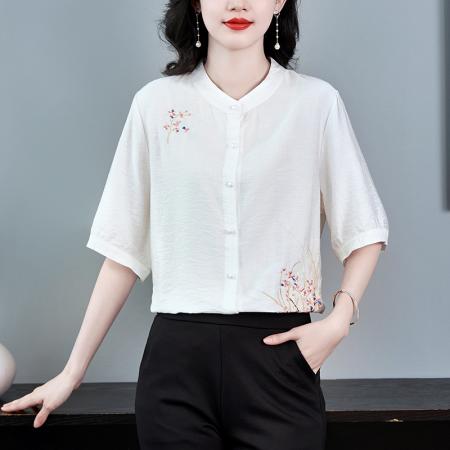 BY23126# 棉麻衬衫宽松遮肚上衣夏装新款国风衬衣小衫女 服裝批發女裝批發服飾貨源