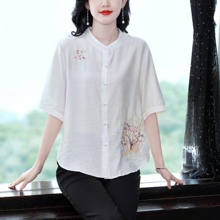 BY23126# 棉麻衬衫宽松遮肚上衣夏装新款国风衬衣小衫女 服裝批發女裝批發服飾貨源