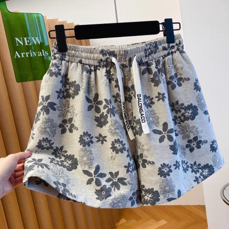 夏装新款大码高级感花卉显瘦个性阔腿短裤宽松休闲 服裝批發女裝批發服飾貨源