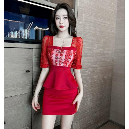 FA56915# 工作服美容院养生馆足疗按摩沐足工衣气质性感包臀裙套装
