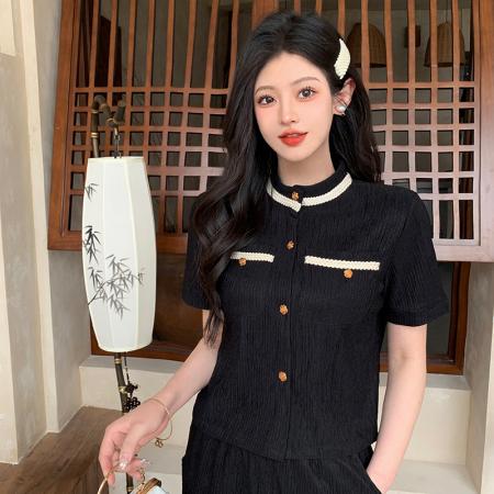 BY23239# 夏装新款大码女装休闲运动减龄时尚阔腿裤小香风两件套潮 服裝批發女裝批發服飾貨源
