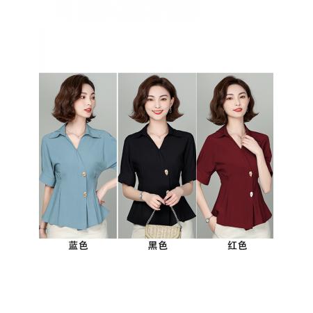 BY23342# 夏季新款时尚洋气百搭收腰显瘦雪纺小衫 服裝批發女裝批發服飾貨源