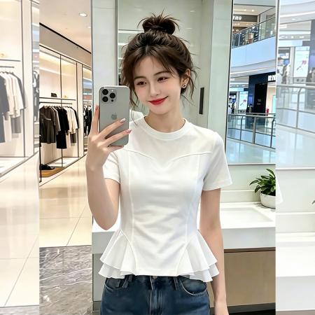 BY23444# 棉夏季新款韩版短袖T恤女设计感 服裝批發女裝批發服飾貨源