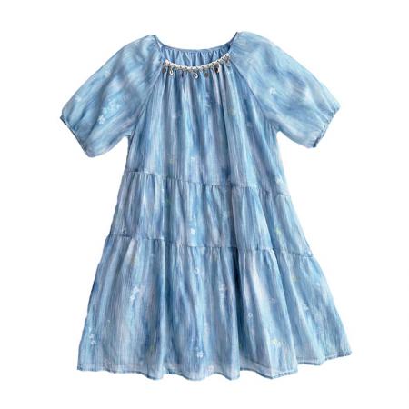 BY23449# 印花雪纺连衣裙女夏季新款宽松裙子 服裝批發女裝批發服飾貨源