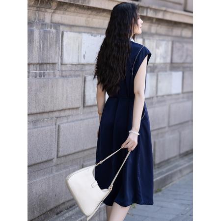 BY23456# 娃娃领连衣裙女夏收腰显瘦轻奢高级感减龄衬衫裙 服裝批發女裝批發服飾貨源
