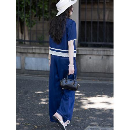 BY23458# 夏装牛仔套装女士夏季短袖上衣服洋气优雅两件套 服裝批發女裝批發服飾貨源