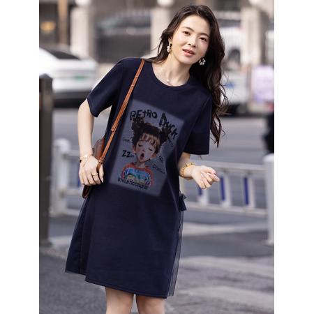 BY23464# 时尚卡通网纱连衣裙女夏季新款洋气裙子女 服裝批發女裝批發服飾貨源